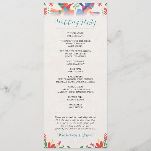 Mexikanische Fiesta farbenfrohe florale Moderne Bo Programm (Rückseite)