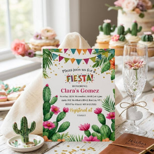 Mexikanische Fiesta Farbige Kaktus Blumen Brautpar Einladung