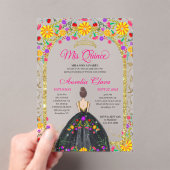 Mexikanische Fiesta-Flora-Prinzessin Gold Quincean Acryleinladungen (Insitu (Handheld))