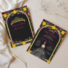 Mexikanische Fiesta-Flora-Prinzessin Gold Quincean Einladung