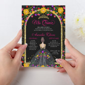 Mexikanische Fiesta-Flora-Prinzessin Gold Quincean Einladung
