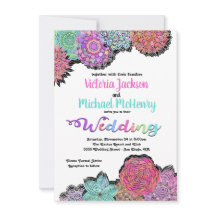 Mexikanische Fiesta Floral Mandala Hochzeitseinlad