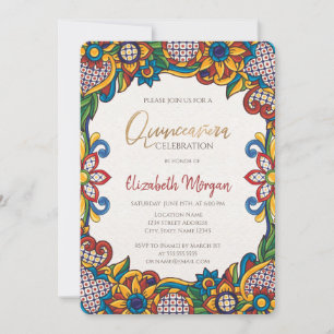 Mexikanische Fiesta Florale Quinceañera Einladung