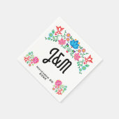 Mexikanische Fiesta Folk Art Floral Initialen Hoch Serviette (Ecke)