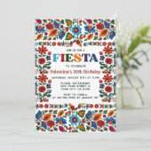 Mexikanische Fiesta Folk Art Floral Stickerei Gebu Einladung (Stehend Vorderseite)