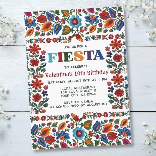 Mexikanische Fiesta Folk Art Floral Stickerei Gebu Einladung