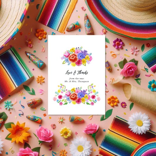 Mexikanische Fiesta Folk Art Floral Wedding Dankeskarte