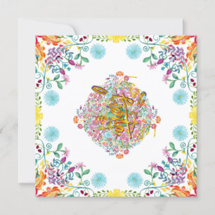 Mexikanische Fiesta-Folk-Flower-Llama-Gold JEDES E Einladung