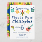 Mexikanische Fiesta Fun farbenfrohe Jungs Geburtst Einladung (Vorne/Hinten)