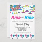 mexikanische Fiesta Gender Reveal Niña oder Niño Einladung (Vorderseite)