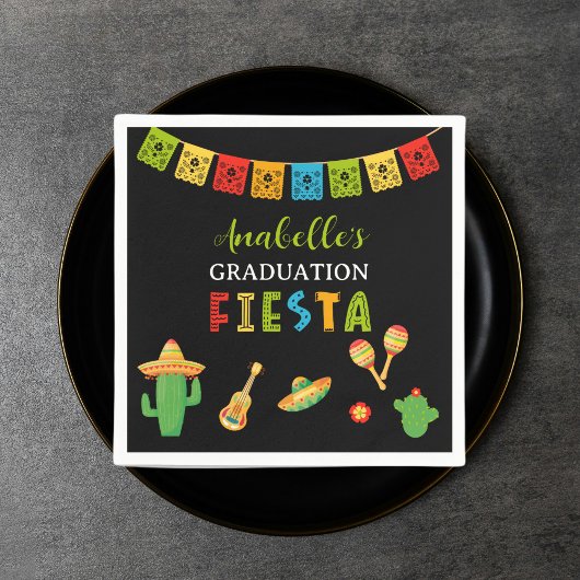 Mexikanische Fiesta Graduierungspartei Schwarz Serviette