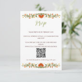 Mexikanische Fiesta Grüne Talavera QR CODE RSVP Karte (Stehend Vorderseite)