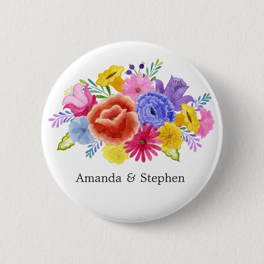 Mexikanische Fiesta-Hochzeit Button (Vorderseite)