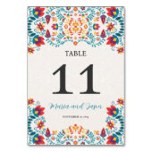 Mexikanische Fiesta-Hochzeit mit bunten Botanische Tischnummer (Vorderseite)