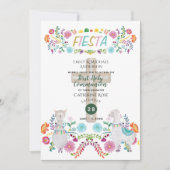 Mexikanische Fiesta HOLY COMMUNION Folk Blume Llam Einladung (Vorderseite)