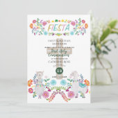 Mexikanische Fiesta HOLY COMMUNION Folk Blume Llam Einladung (Stehend Vorderseite)