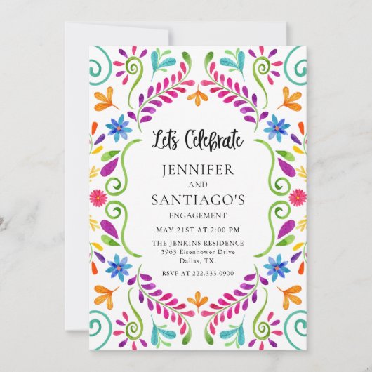 Mexikanische Fiesta Let's Celebrate Engagement Par Einladung (Vorderseite)