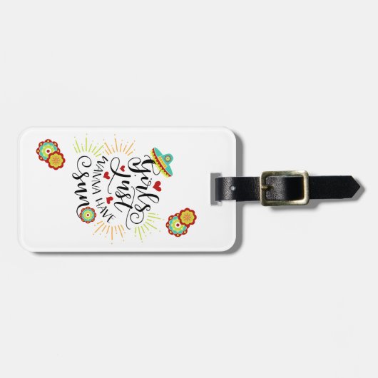 Mexikanische Fiesta-Muster-Mädchen wollen gerade, Gepäckanhänger (Vorderseite horizontal)