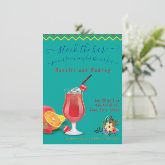 Mexikanische Fiesta Paare Dusche Stock die Bar Einladung (Stehend Vorderseite)