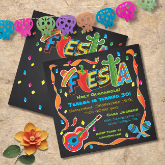 Mexikanische Fiesta-Party Einladung an der Tafel