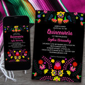Mexikanische Fiesta Party Folk Blume Quinceanera Einladung