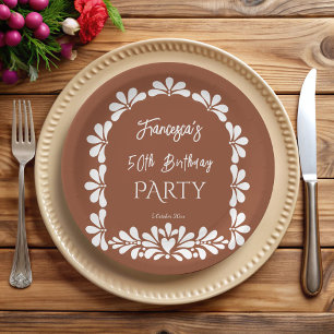 Mexikanische Fiesta-Party Terrakotta Talavera indi Pappteller