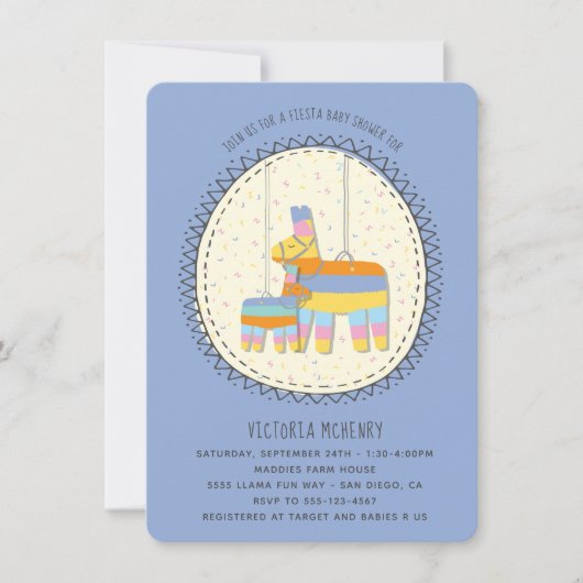 Mexikanische Fiesta Piñata und Einladung zur Kinde (Vorderseite)