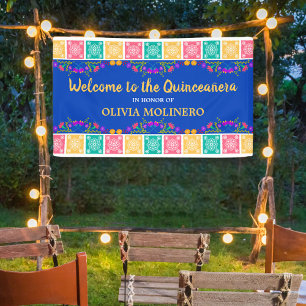 Mexikanische Fiesta Royal Blue Quinceanera Willkom Banner