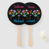 Mexikanische Fiesta Stickerei für Hochzeitshandfan Fächer (Vorne und Hinten)