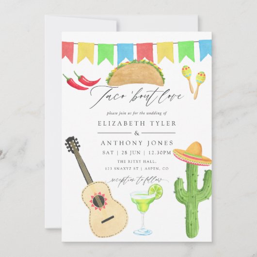 Mexikanische Fiesta Taco-Hochzeit Einladung (Vorderseite)