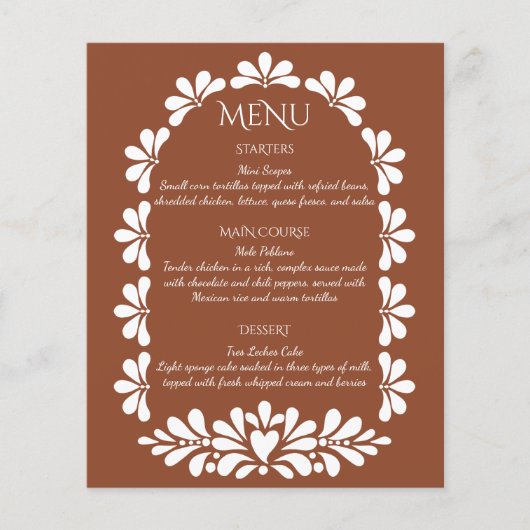 mexikanische Fiesta talavera terracotta boho Menük (Vorderseite)