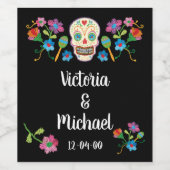 Mexikanische Fiesta Zucker Stickereien Weinetikett (Einzelnes Label)