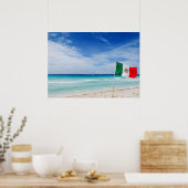 mexikanische Flagge am Strand Poster (Küche)