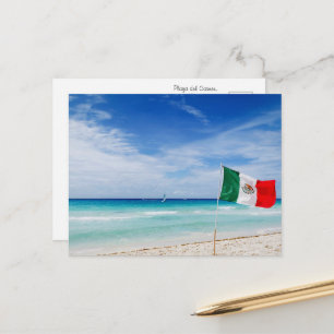 Mexikanische Flagge an einem Strand Postkarte