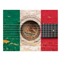 mexikanische Flagge für alte akustische Gitarre