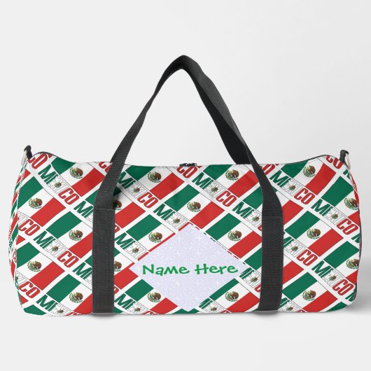 Mexikanische Flagge gepflasterte grüne Personalisi Duffle Bag (Vorderseite)