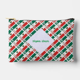 Mexikanische Flagge gepflasterte grüne Personalisi Zubehörtasche
