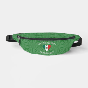 Mexikanische Flagge Herz Grüner Hintergrund Persön Bauchtasche