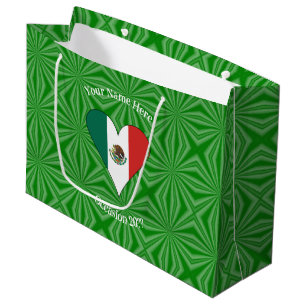 Mexikanische Flagge Herz Personalisiert Große Geschenktüte