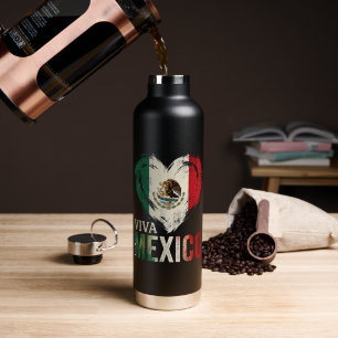 Mexikanische Flagge Herz Viva Mexiko Unabhängigkei Trinkflasche