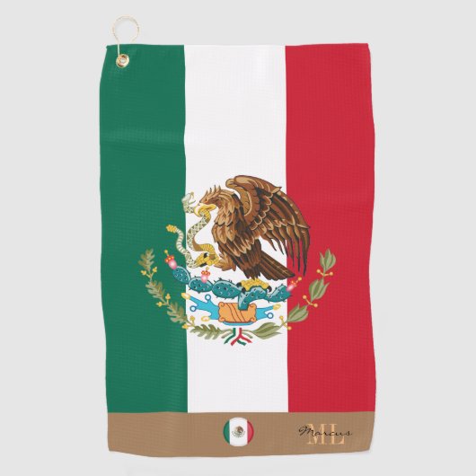 Mexikanische Flagge & Mexiko mit Monogramm Golf /s Golfhandtuch (Vorderseite)