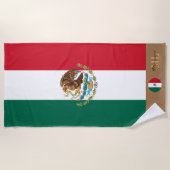mexikanische Flagge & Mexiko mit Monogramm / Stran Strandtuch (Vorderseite)