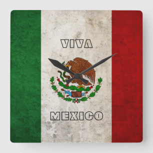 Mexikanische Flagge Quadratische Wanduhr