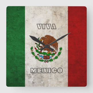 mexikanische Flagge Quadratische Wanduhr