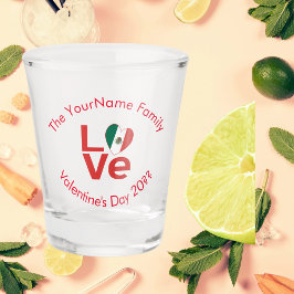 Mexikanische Flagge Rote LIEBE Schnapsglas