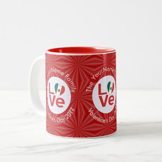 Mexikanische Flagge Rote LIEBE Zweifarbige Tasse (Vorderseite Links)