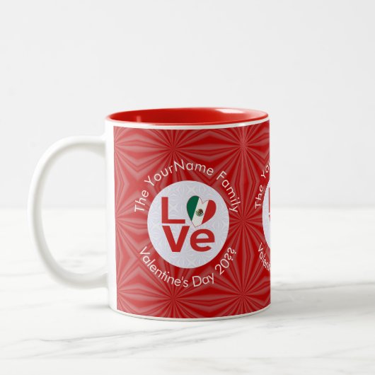 Mexikanische Flagge Rote LIEBE Zweifarbige Tasse (Links)