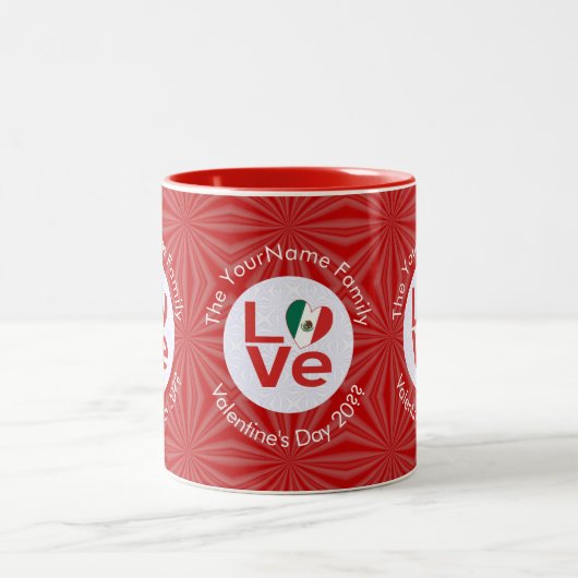 Mexikanische Flagge Rote LIEBE Zweifarbige Tasse (Mittel)