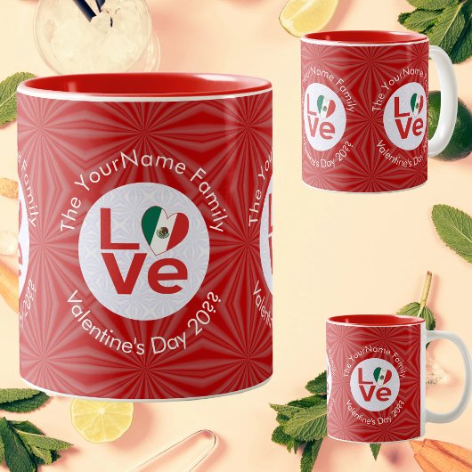 Mexikanische Flagge Rote LIEBE Zweifarbige Tasse