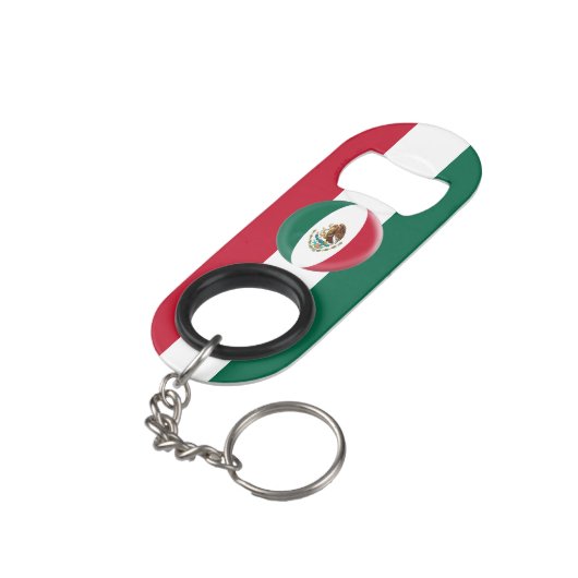 Mexikanische Flagge Schlüsselbund Flaschenöffner (Rückseite Schrägansicht)